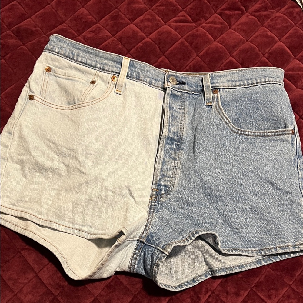 Levi's Two-Tone Blue and White Jean Shorts